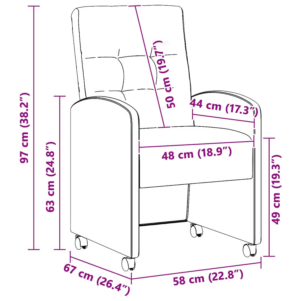vidaXL Καρέκλες Φαγητού με Ρόδες 2 pcs Ανοιχτό γκρι 58 x 67 x 97 εκ