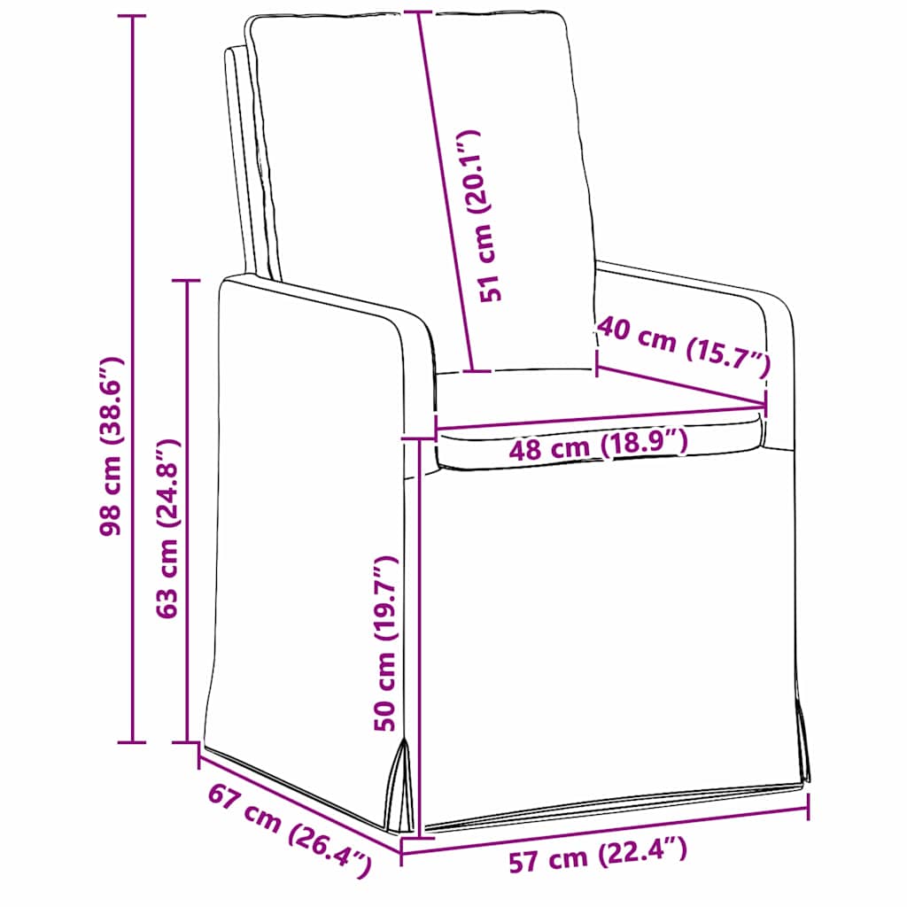 vidaXL Καρέκλες φαγητού 2 pcs Κρεμ 57 x 67 x 98 εκ ύφασμα