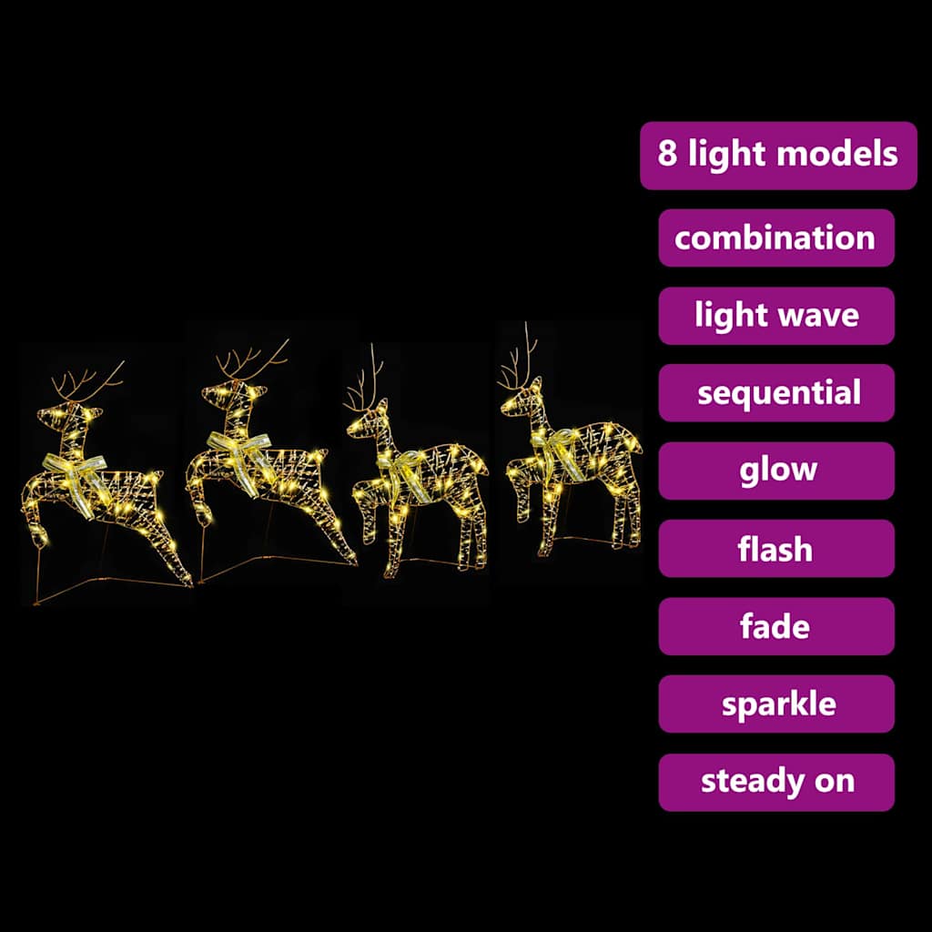 vidaXL LED Ρούντερ με 80 LED 4 pcs Χρυσό PET