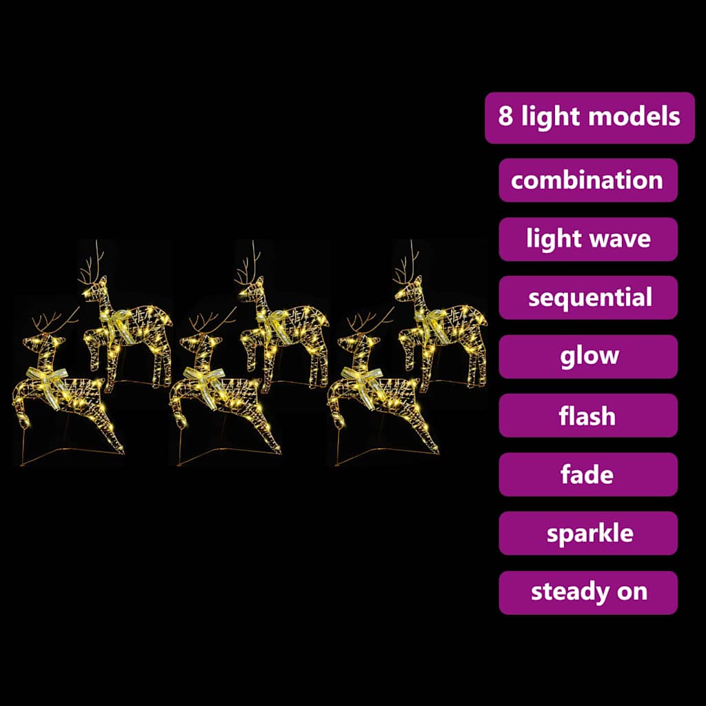 vidaXL LED Ρούντερ με 180 LED 6 pcs Χρυσό PET