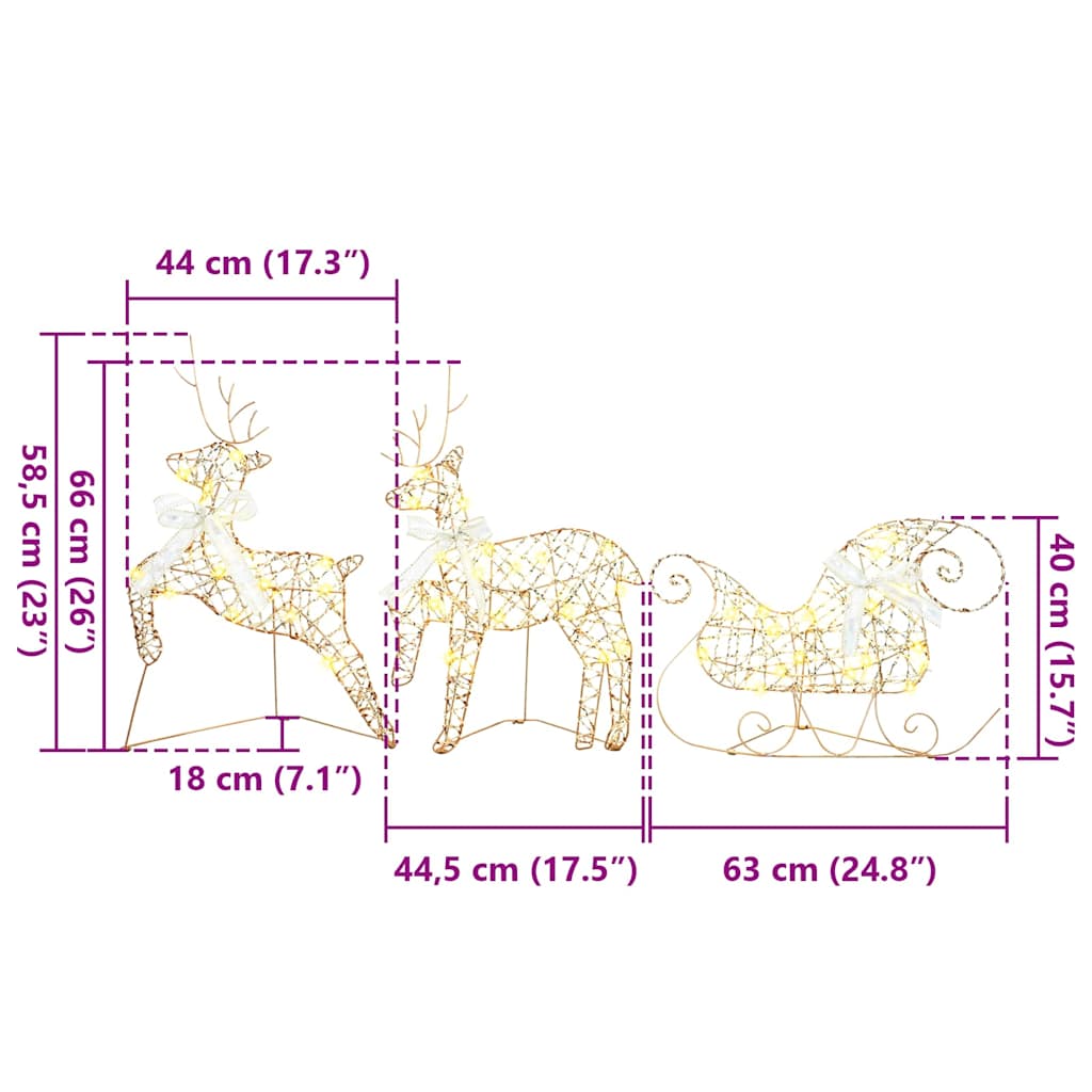 vidaXL LED Ρούντερ με 40 LED 7 pcs Χρυσό PET