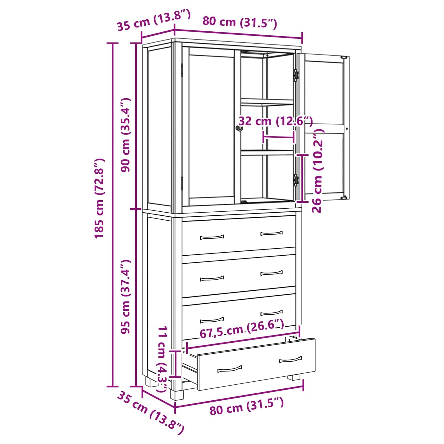 vidaXL Σετ Αποθηκευτικών Επίπλων με συρτάρι Καφέ Επεξεργασμένο ξύλο