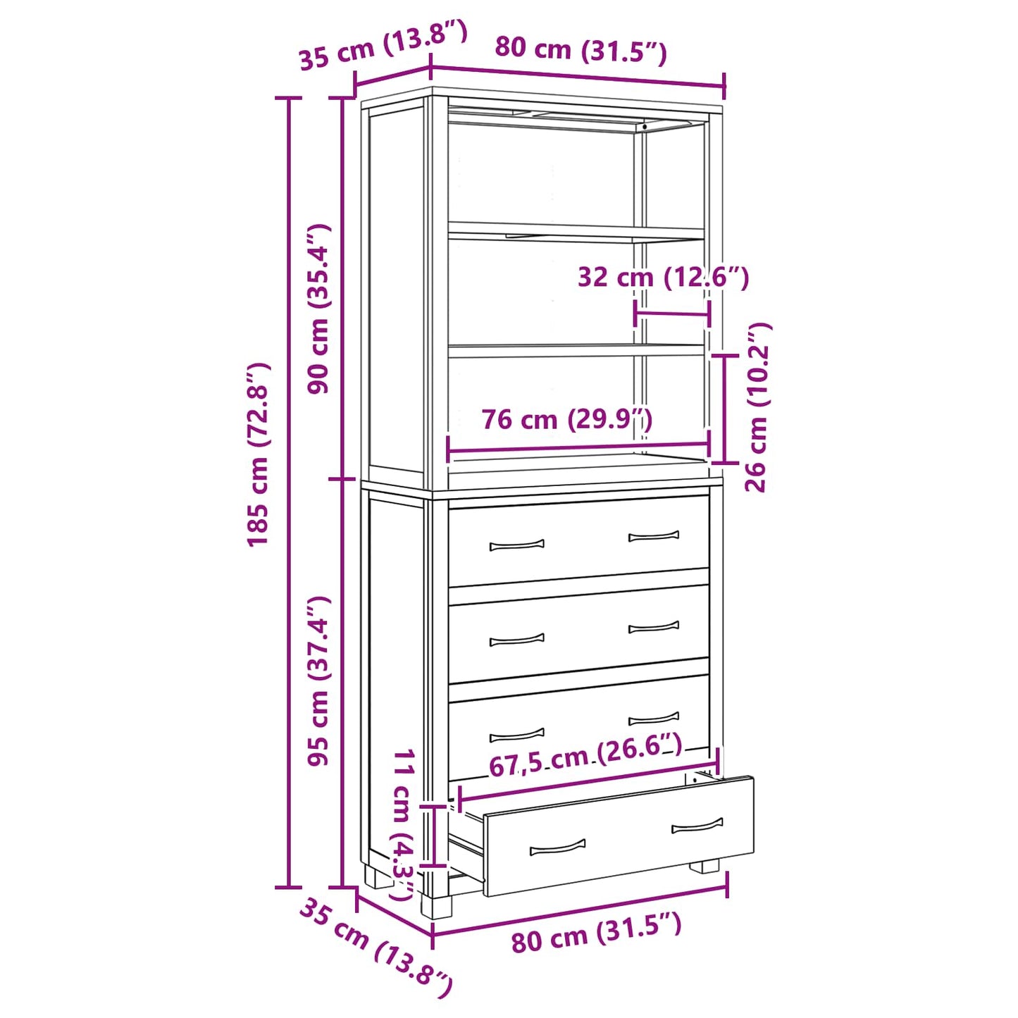 vidaXL Σετ Αποθηκευτικών Επίπλων με συρτάρι Καφέ Επεξεργασμένο ξύλο