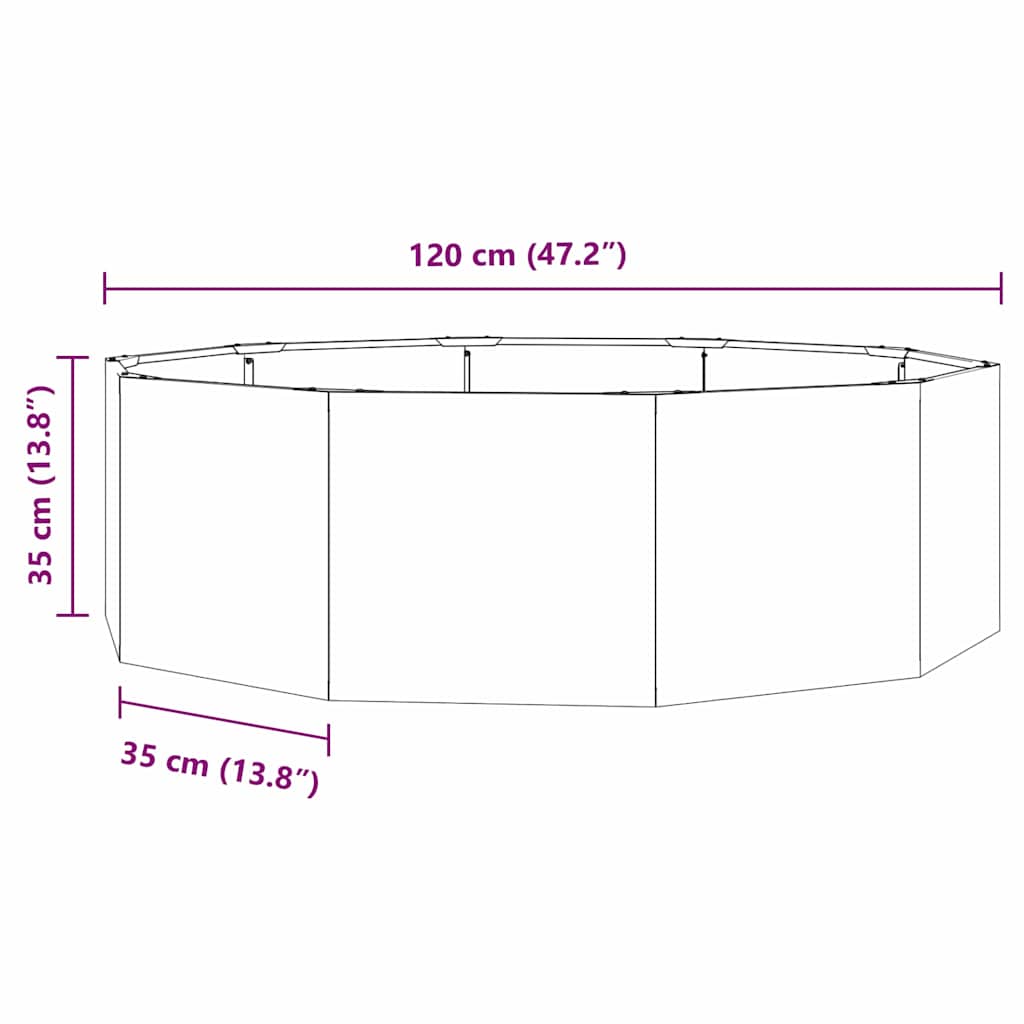 vidaXL Γλάστρα Ασημί 120 x 120 x 35 εκ Επικαλυμμένος Χάλυβας
