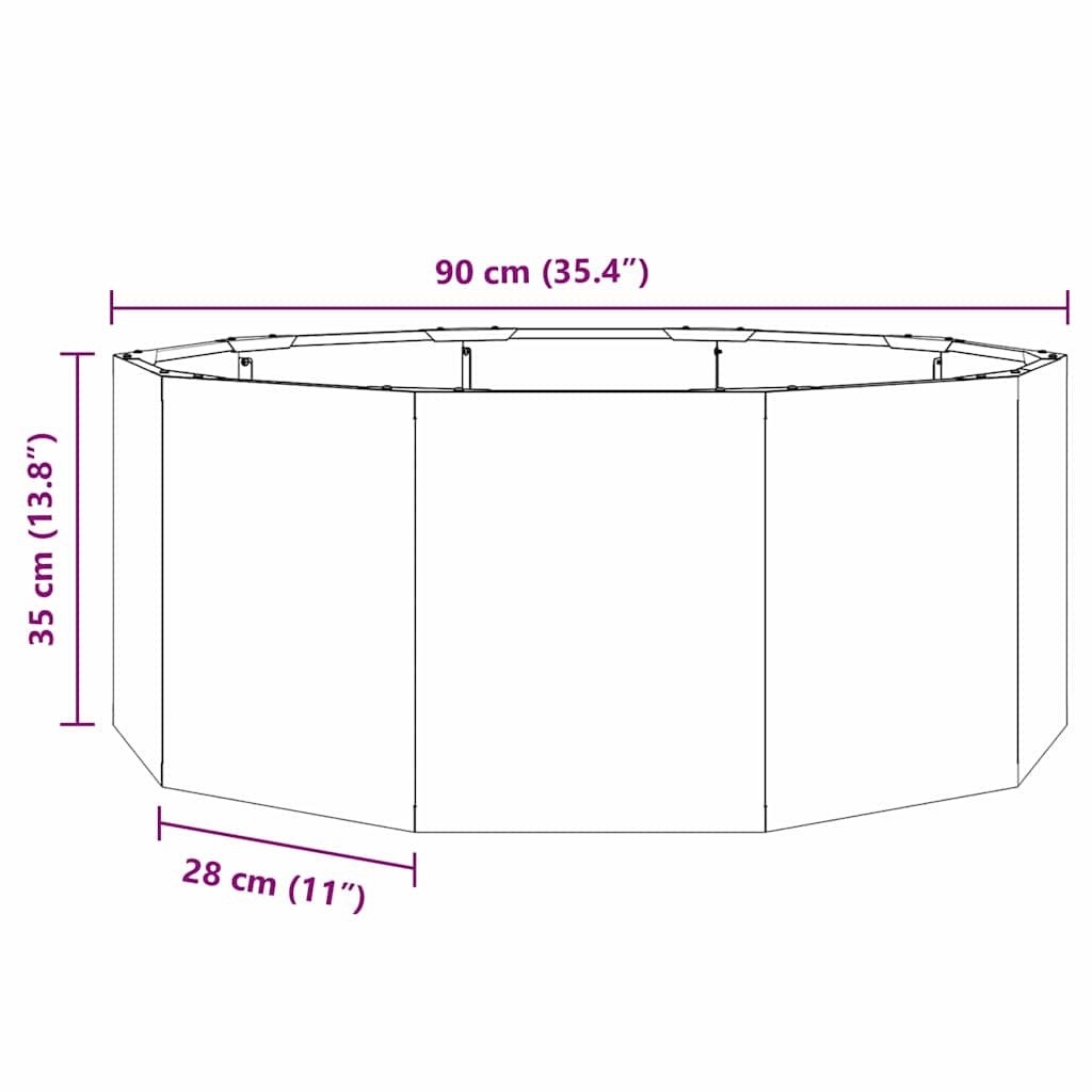 vidaXL Γλάστρα Ασημί 90 x 90 x 35 εκ Ανοξείδωτο ατσάλι