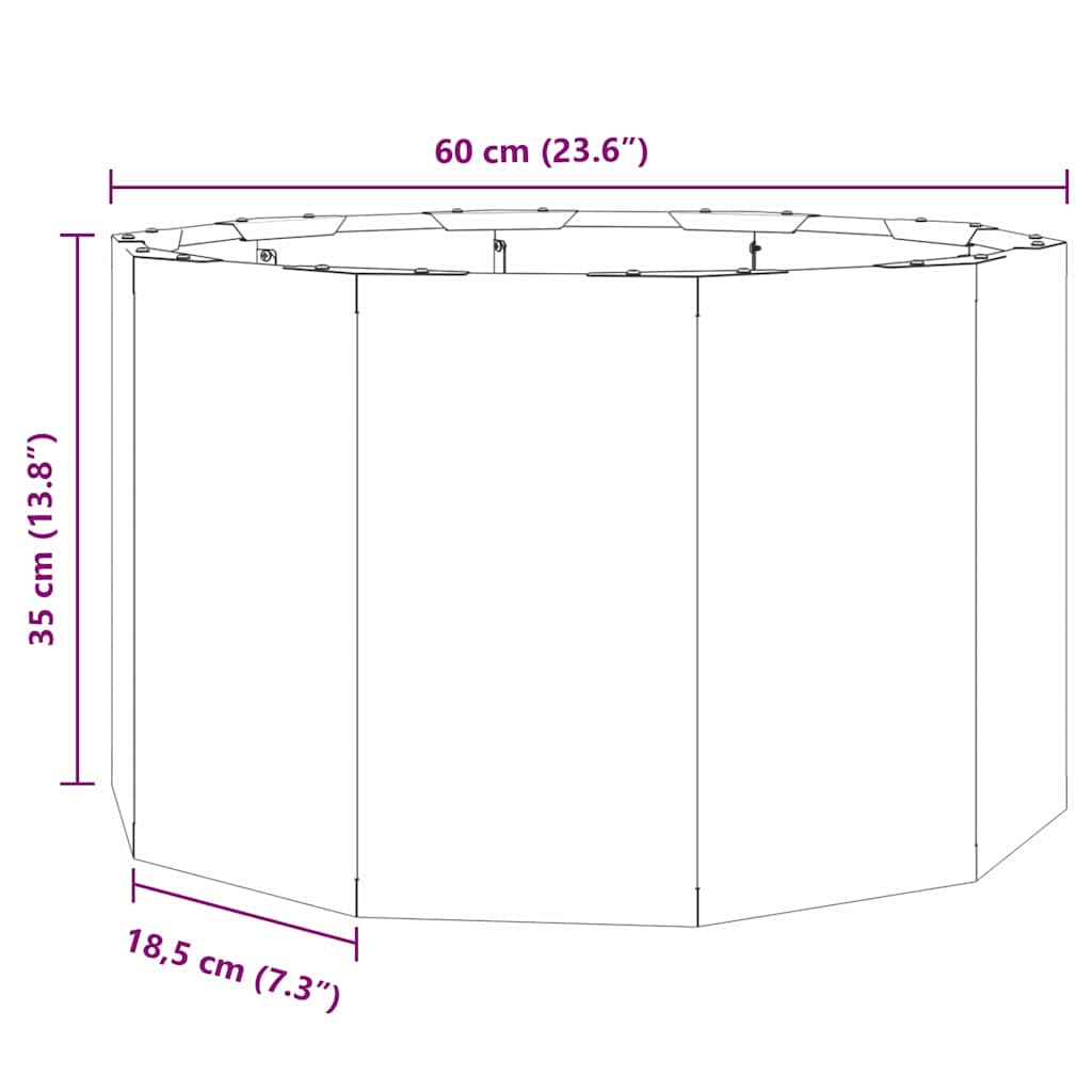 vidaXL Γλάστρα Ανθρακί 60 x 60 x 35 cm Ατσάλι