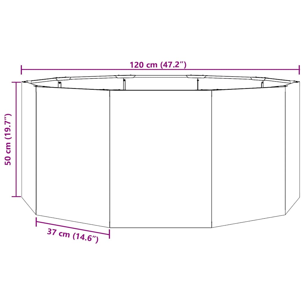 vidaXL Γλάστρα Σκ rusty 120 x 120 x 50 εκ Ατσάλι Σκληρυθέν στον Αέρα