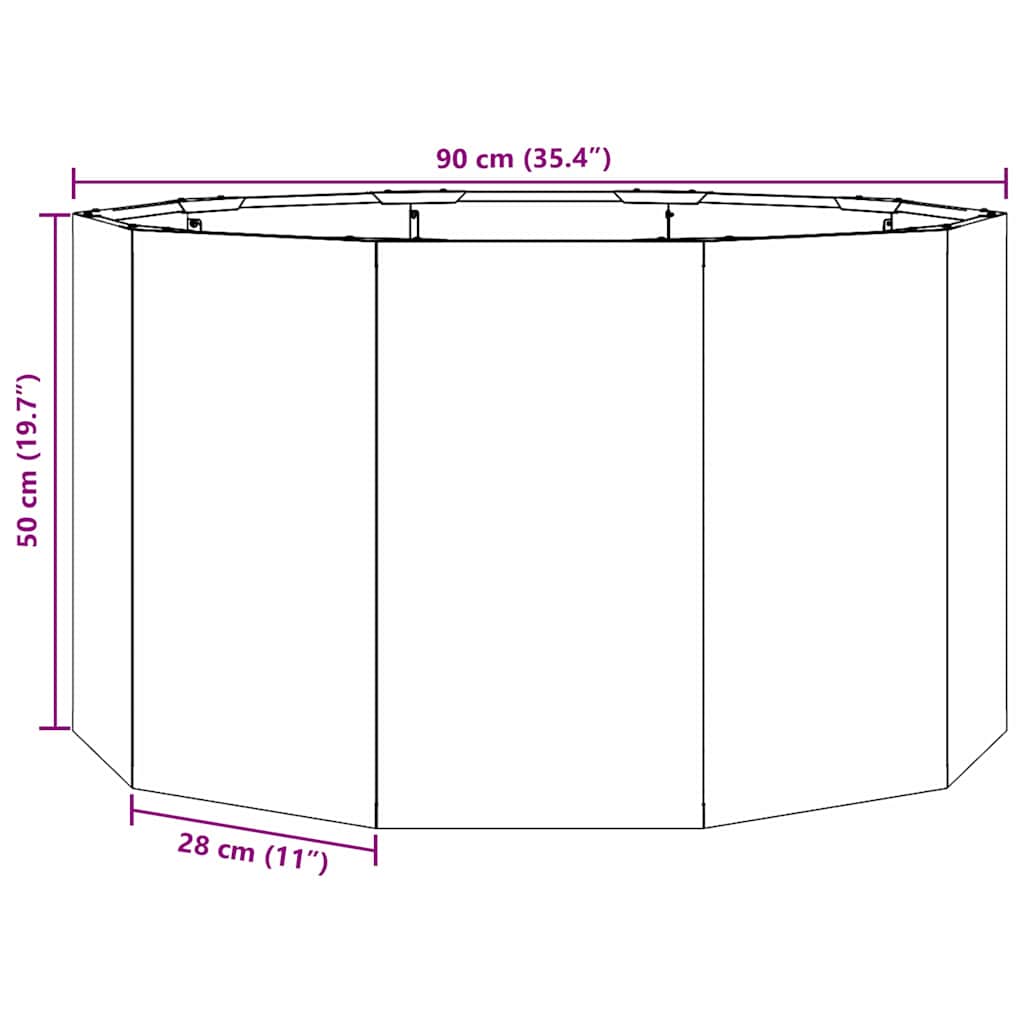 vidaXL Γλάστρα Ασημί 90 x 90 x 50 cm Επικαλυμμένος Χάλυβας