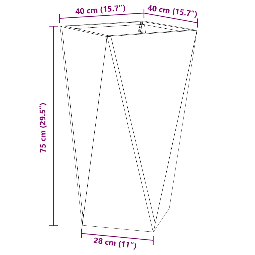 vidaXL Γλάστρα Ασημί 40 x 40 x 75 cm Ανοξείδωτο ατσάλι