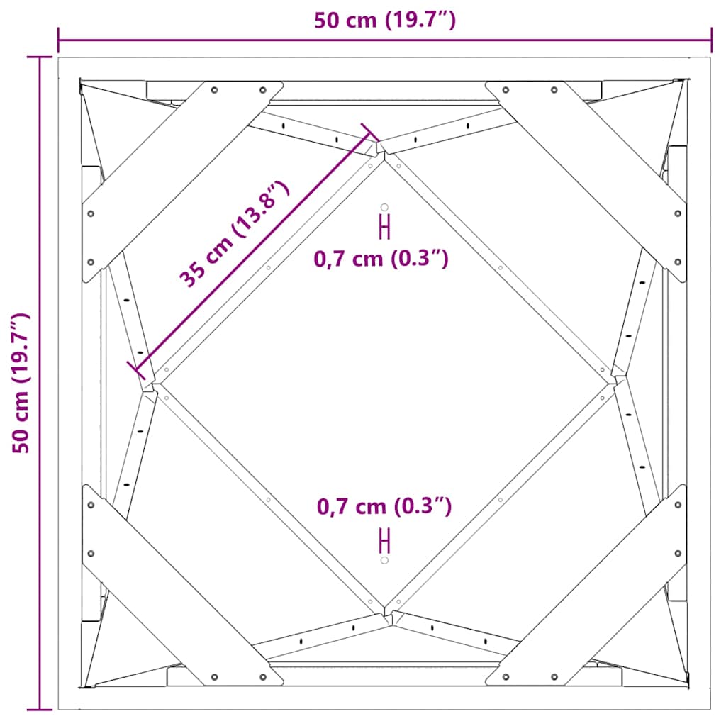 vidaXL Γλάστρα Ασημί 50 x 50 x 75 cm Επικαλυμμένος Χάλυβας