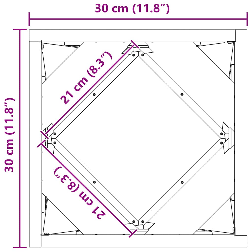 vidaXL Γλάστρα Μαύρο 30 x 30 x 30 cm Ατσάλι