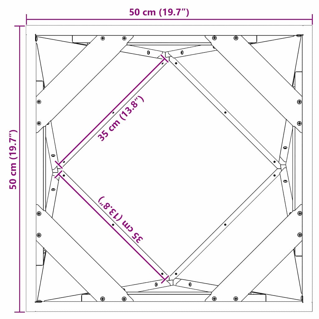 vidaXL Γλάστρα Μαύρο 50 x 50 x 50 cm Ατσάλι