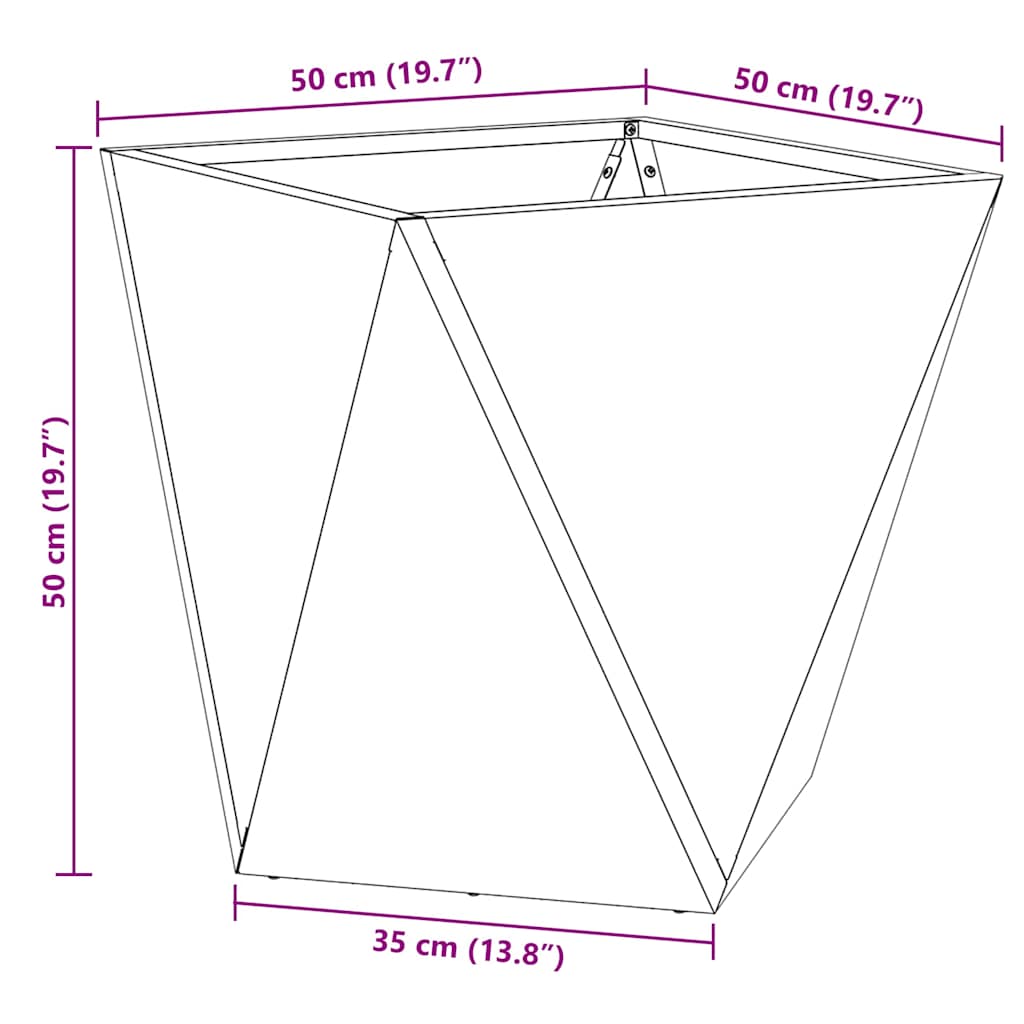 vidaXL Γλάστρα 2 pcs Μαύρο 50 x 50 x 50 cm Ατσάλι