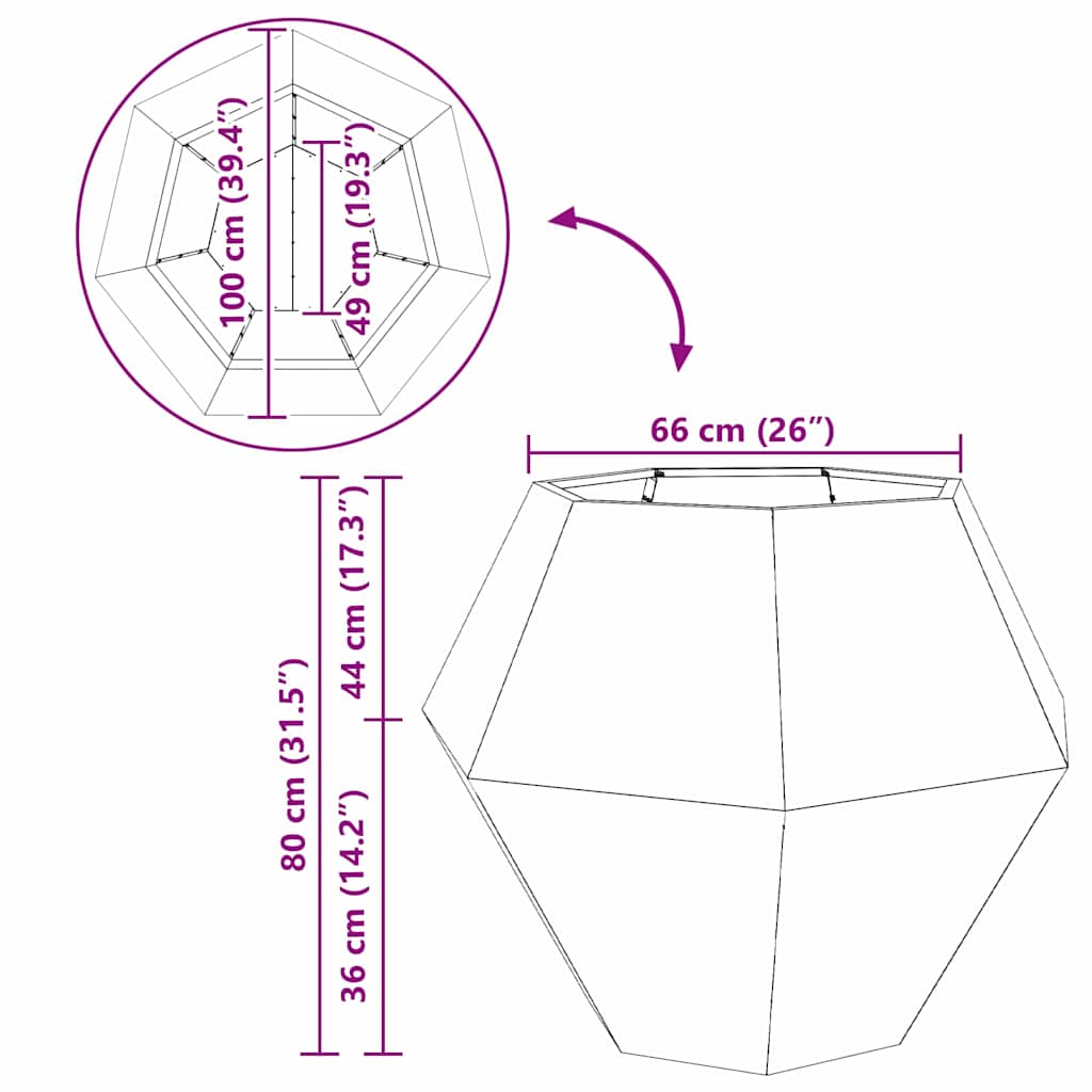 vidaXL Γλάστρα 2 pcs Λευκό 100 x 100 x 80 εκ Ατσάλι