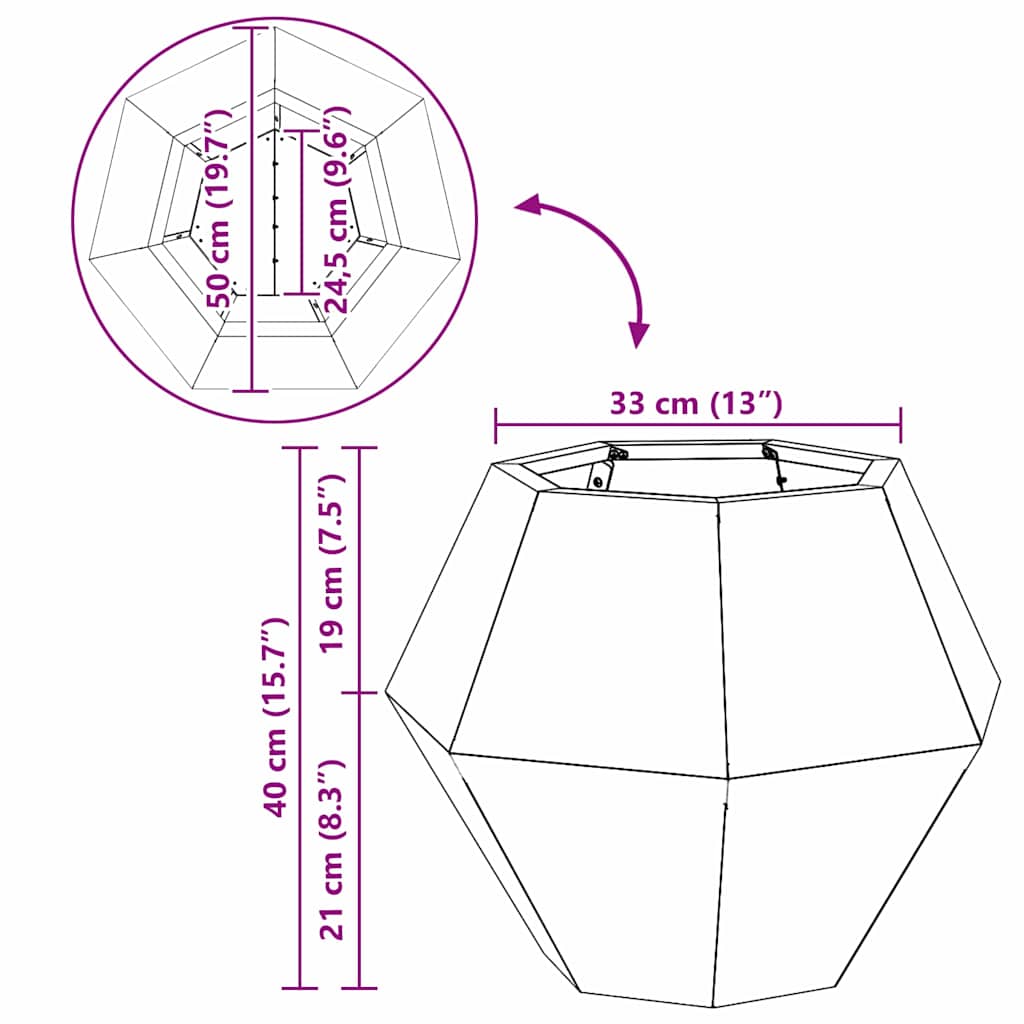 vidaXL Γλάστρα Ασημί 50 x 50 x 40 cm Γαλβανισμένος Χάλυβας