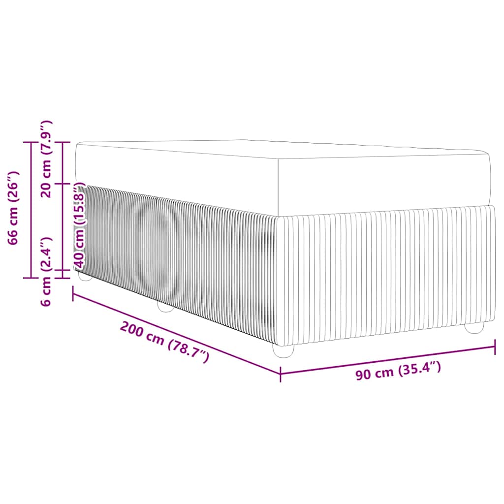 vidaXL Σκελετός Κρεβατιού με στρώμα Μπλε 90 x 200 cm ύφασμα