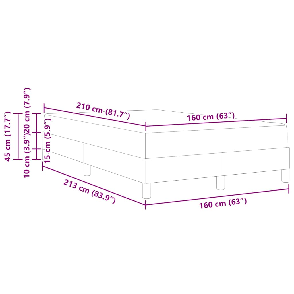 vidaXL Κρεβάτι με ελατήρια με στρώμα Μαύρο 160 x 210 cm ύφασμα