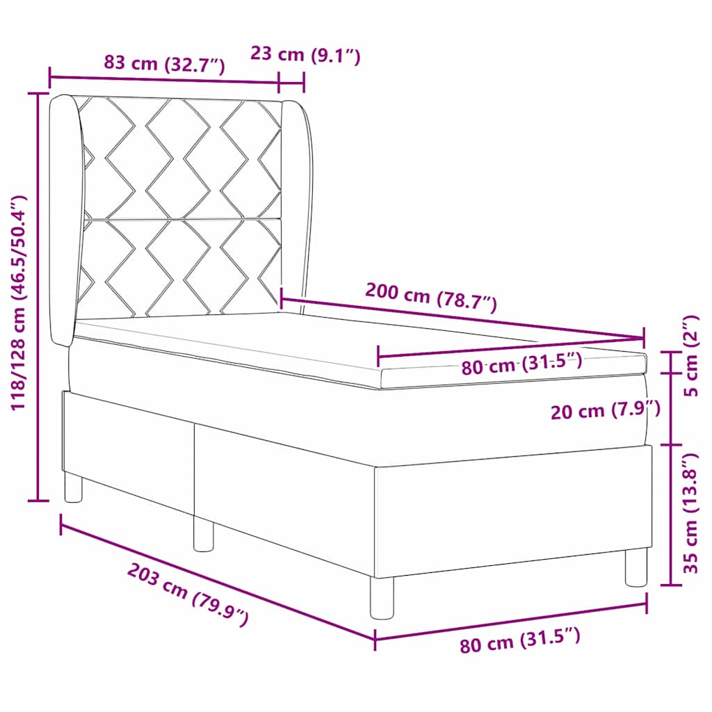 vidaXL Κρεβάτι με ελατήρια Σκούρο Μπλε 200 x 80 εκατοστά Βελούδο