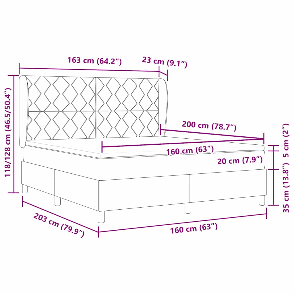 vidaXL Κρεβάτι με ελατήρια Μαύρο 200 x 160 εκατοστά Βελούδο