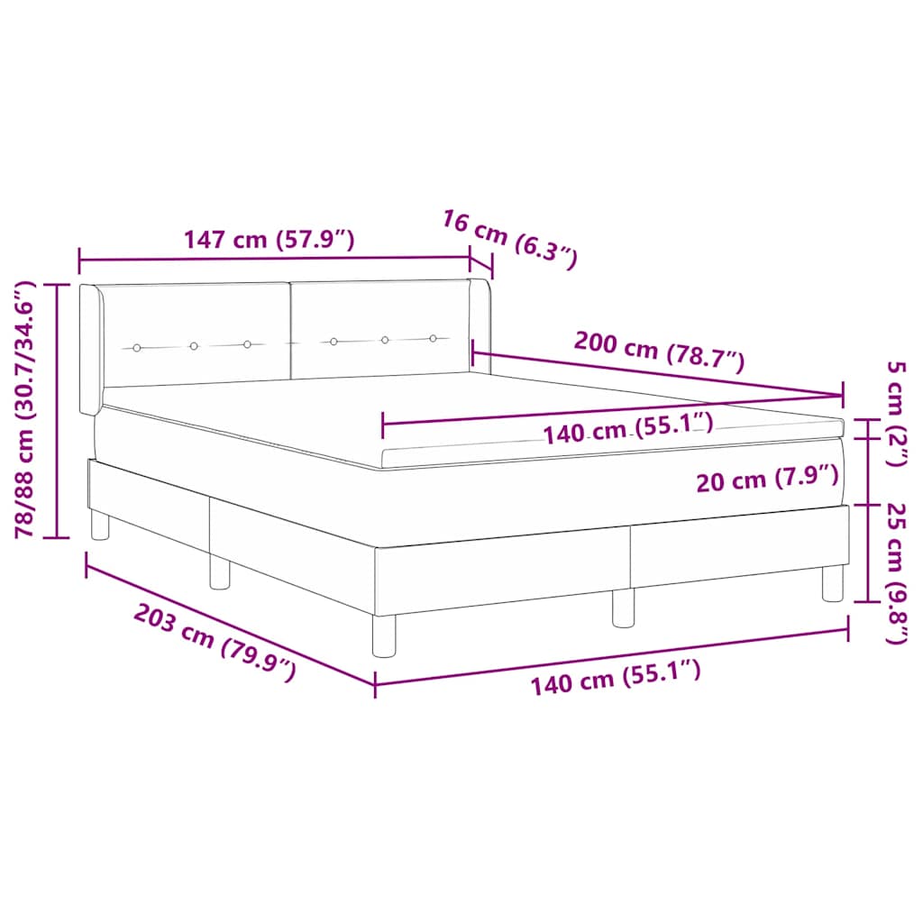 vidaXL Κρεβάτι με ελατήρια με κεφαλάρι Taupe 200 x 140 cm ύφασμα
