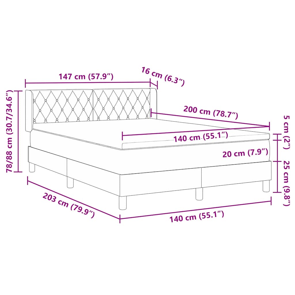 vidaXL Κρεβάτι με ελατήρια Σκούρο Πράσινο 200 x 140 cm Βελούδο