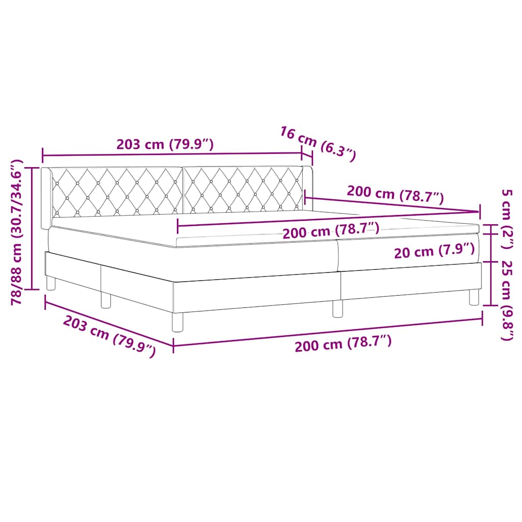 vidaXL Κρεβάτι με Στρώμα Φωτεινό Γκρι 200x200 εκ Βελούδο
