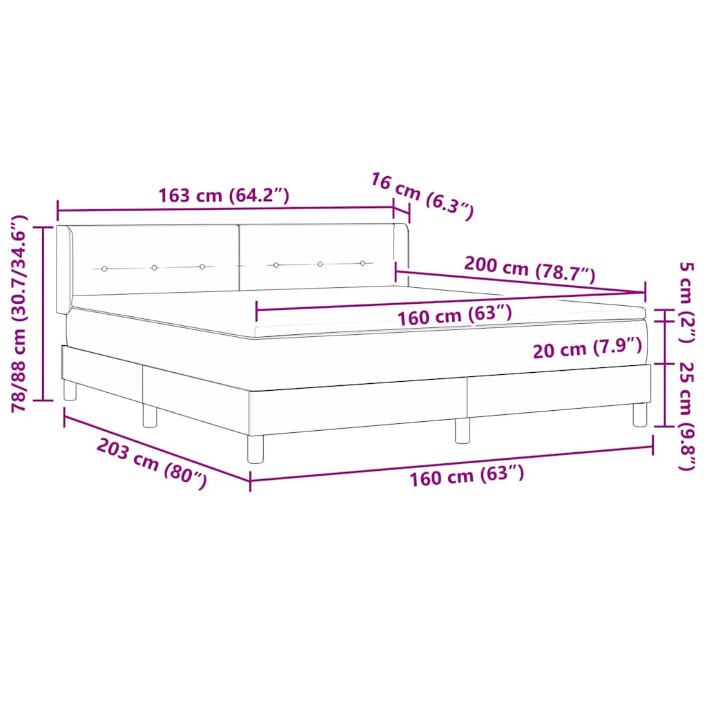 vidaXL Κρεβάτι με ελατήρια Σκούρο Γκρι 200 x 160 εκατοστά Βελούδο