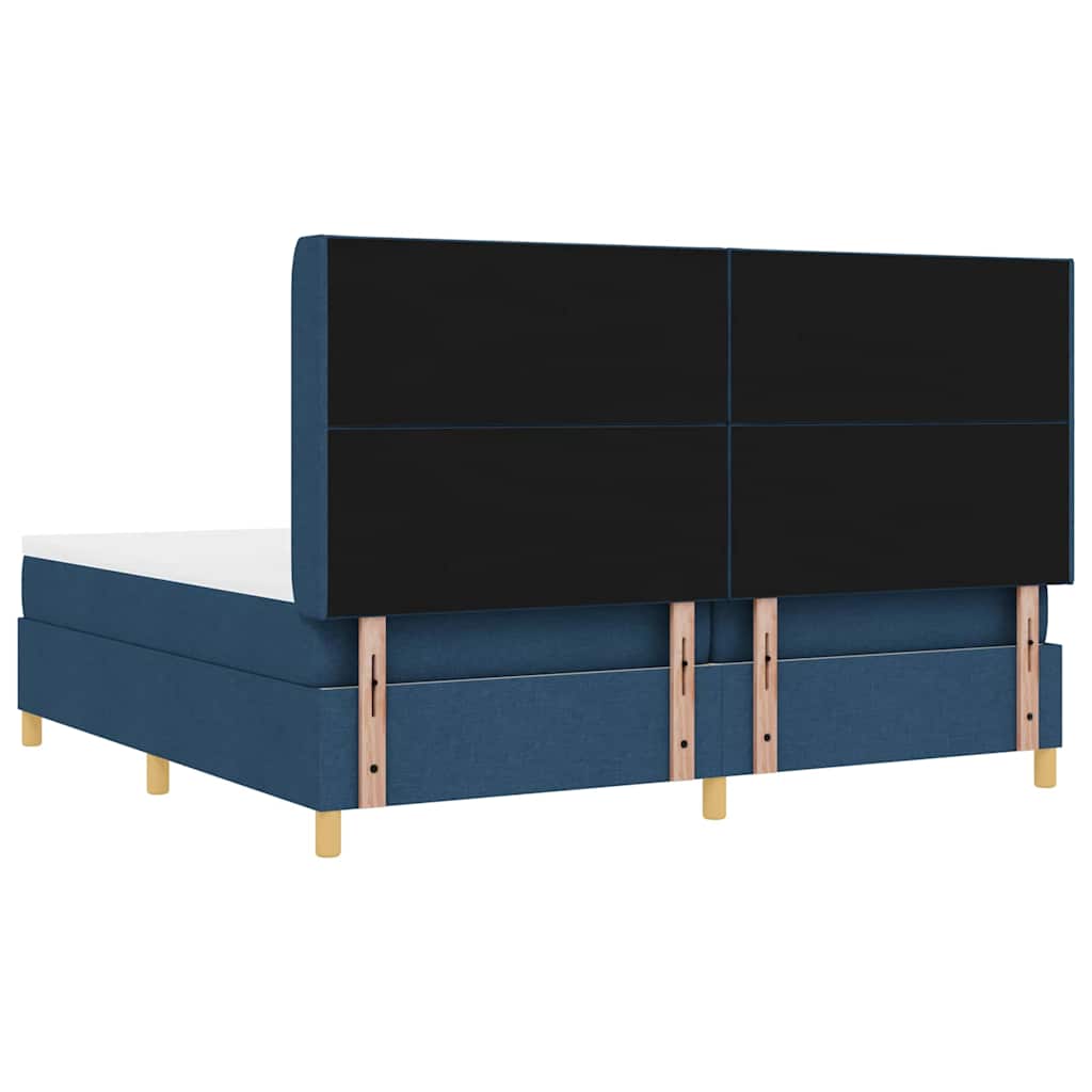 vidaXL Κρεβάτι με ελατήρια με κεφαλάρι Μπλε 200 x 200 cm ύφασμα