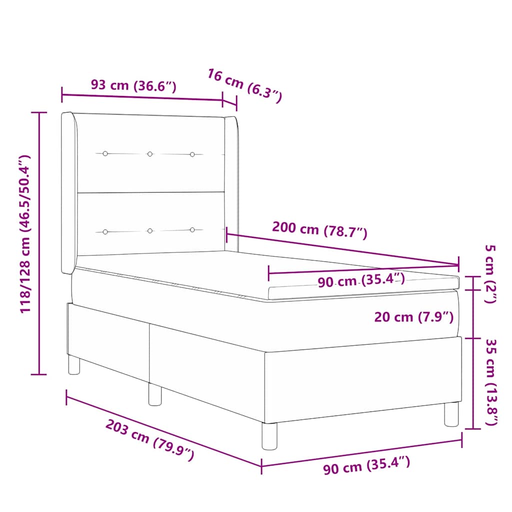 vidaXL Κρεβάτι με ελατήρια με κεφαλάρι Ροζ 90 x 200 cm Βελούδο