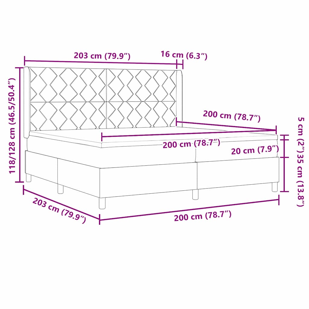 vidaXL Κρεβάτι με ελατήρια με κεφαλάρι Μπλε 200 x 200 cm Βελούδο