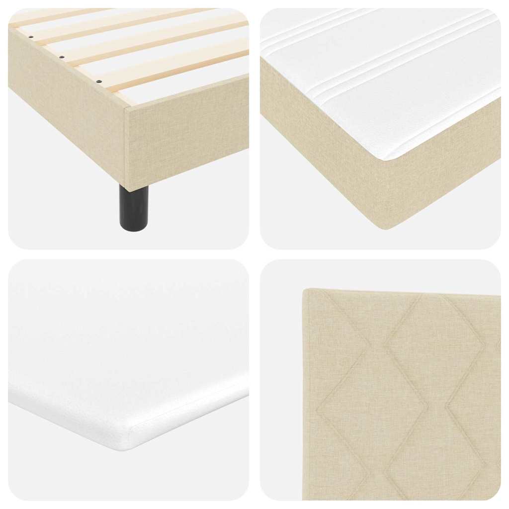 vidaXL Κρεβάτι με ελατήρια με μαξιλάρι Κρεμ 100 x 200 cm ύφασμα