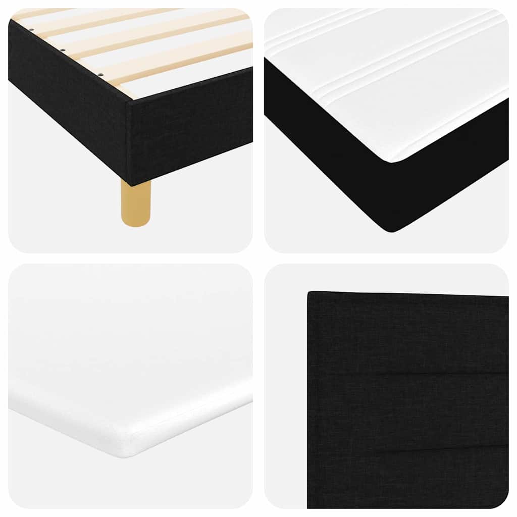 vidaXL LED Κρεβάτι με βάθρο με κεφαλάρι Μαύρο 120 x 190 cm ύφασμα