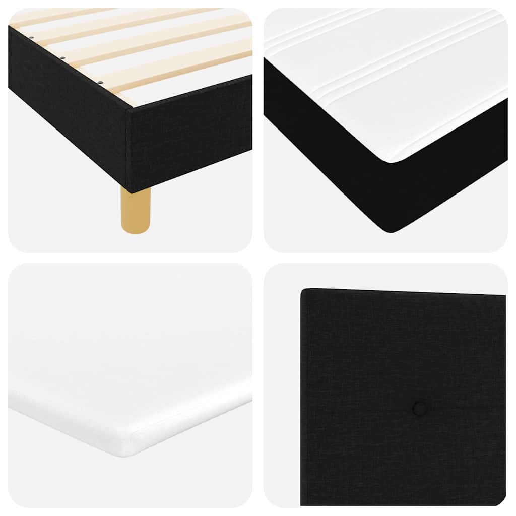 vidaXL LED Κρεβάτι με βάθρο με κεφαλάρι Μαύρο 140 x 190 cm ύφασμα