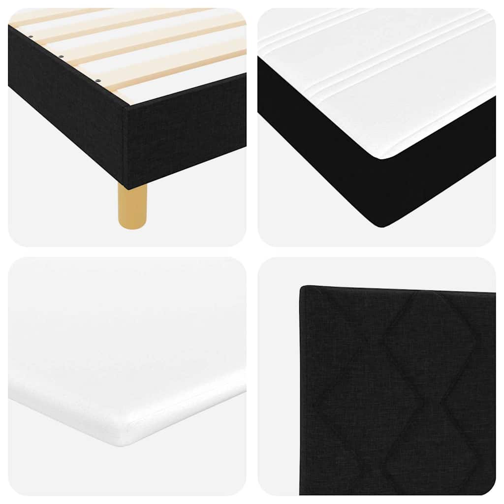 vidaXL LED Κρεβάτι με βάθρο με κεφαλάρι Μαύρο 200 x 200 cm ύφασμα