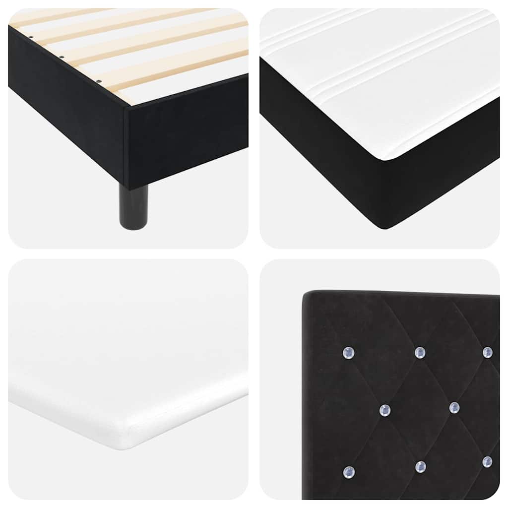 vidaXL LED Κρεβάτι με βάθρο με κεφαλάρι Μαύρο 200 x 200 cm Βελούδο
