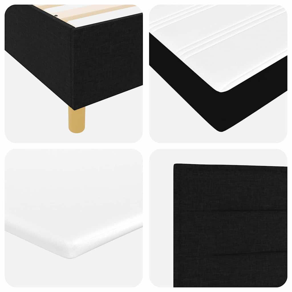 vidaXL LED Κρεβάτι με βάθρο με κεφαλάρι Μαύρο 90 x 200 cm ύφασμα