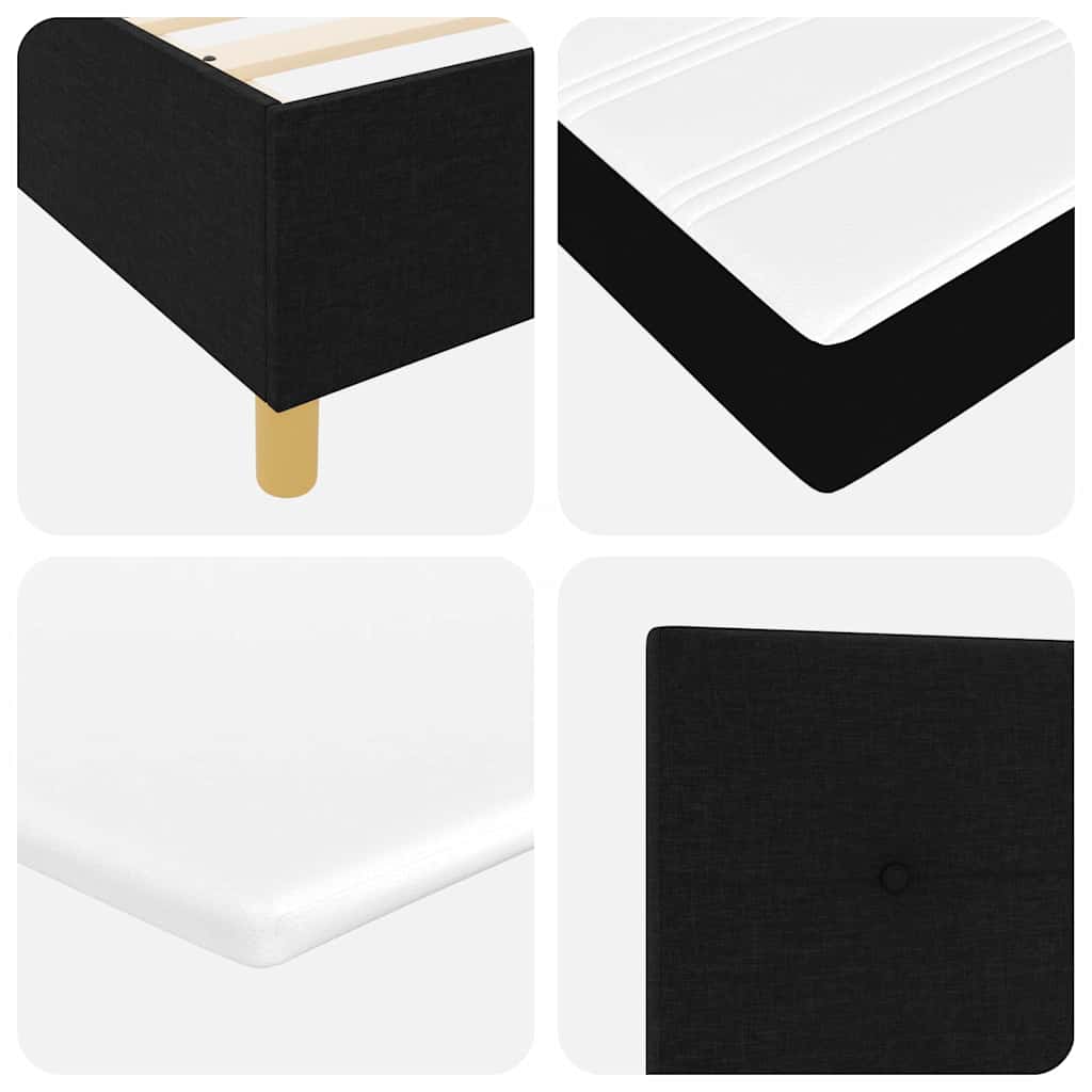 vidaXL LED Κρεβάτι με βάθρο με κεφαλάρι Μαύρο 180 x 200 cm ύφασμα