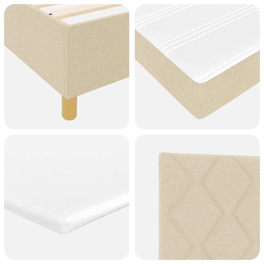 vidaXL LED Κρεβάτι με βάθρο με κεφαλάρι Κρεμ 100 x 200 cm ύφασμα
