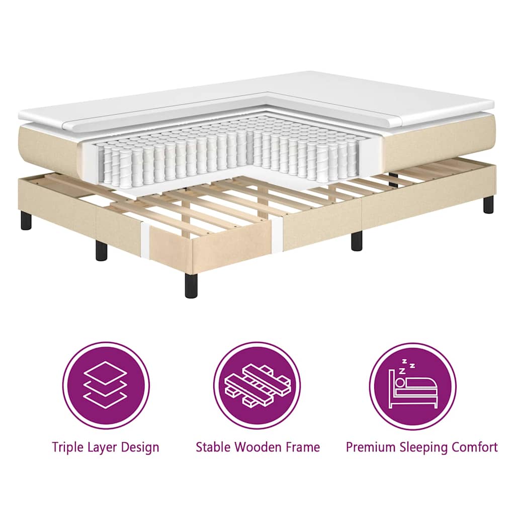 vidaXL LED Κρεβάτι με βάθρο με κεφαλάρι Κρεμ 160 x 200 cm ύφασμα