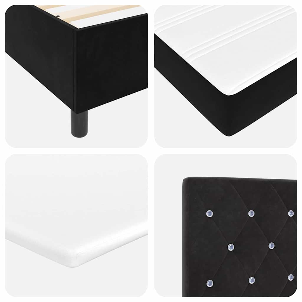 vidaXL Κρεβάτι με ελατήρια με στρώμα με led Μαύρο 100 x 200 cm Βελούδο