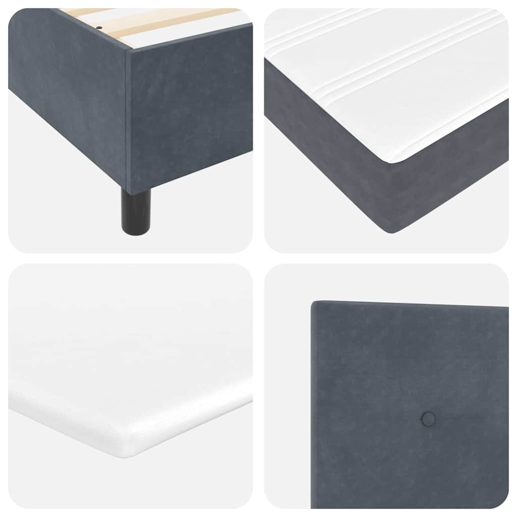 vidaXL Κρεβάτι με ελατήρια Σκούρο Γκρι 160 x 200 cm Βελούδο