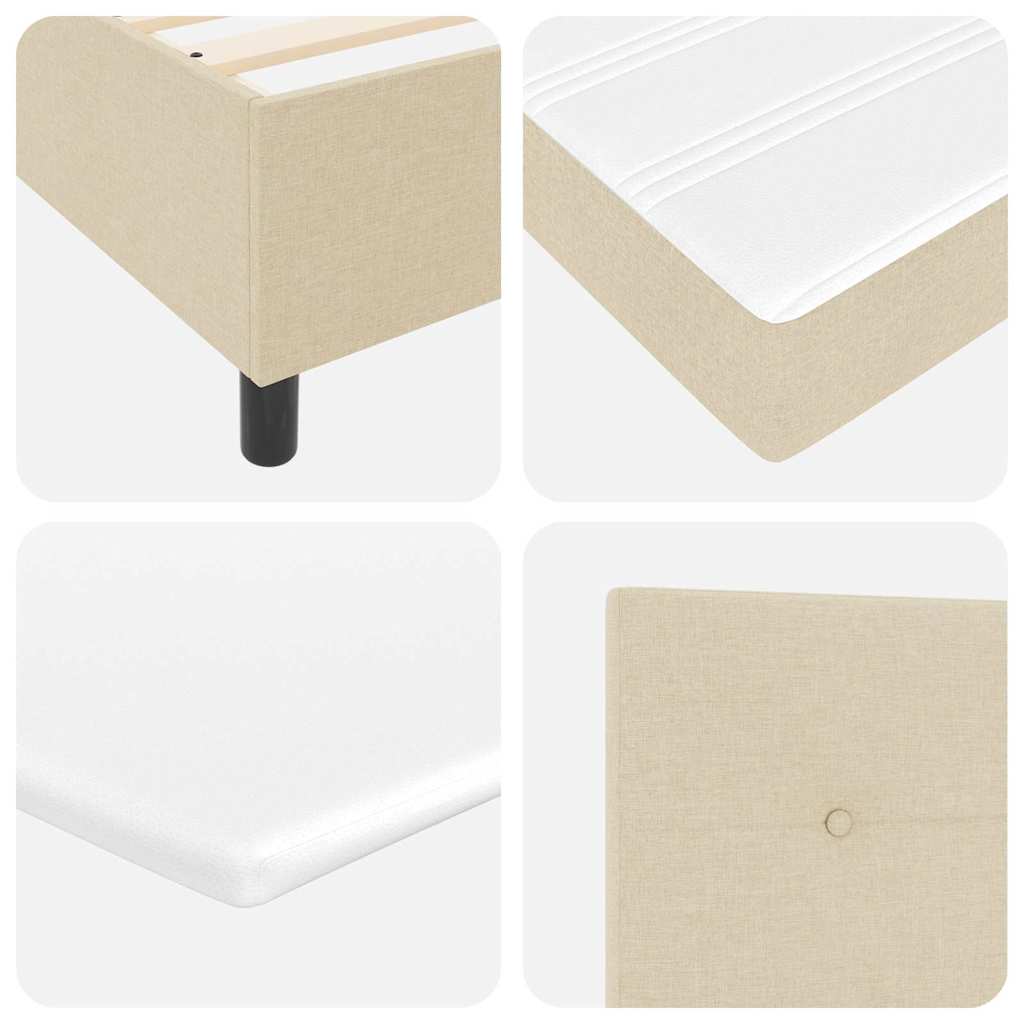 vidaXL Κρεβάτι με ελατήρια με κεφαλάρι Κρεμ 160 x 200 cm ύφασμα