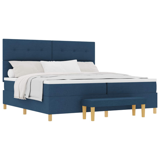 vidaXL Κρεβάτι με ελατήρια με κεφαλάρι Μπλε 200 x 200 cm ύφασμα