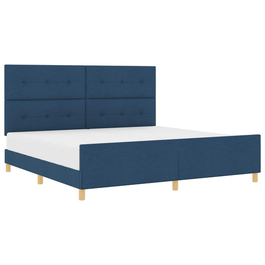 vidaXL Σκελετός Κρεβατιού με κεφαλάρι Μπλε 200 x 200 cm ύφασμα