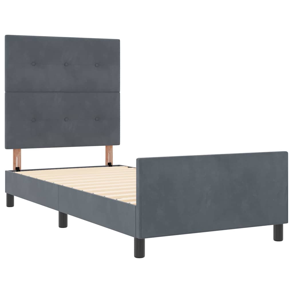 vidaXL Κρεβάτι με ελατήρια Σκούρο γκρι 100 x 200 cm Βελούδο