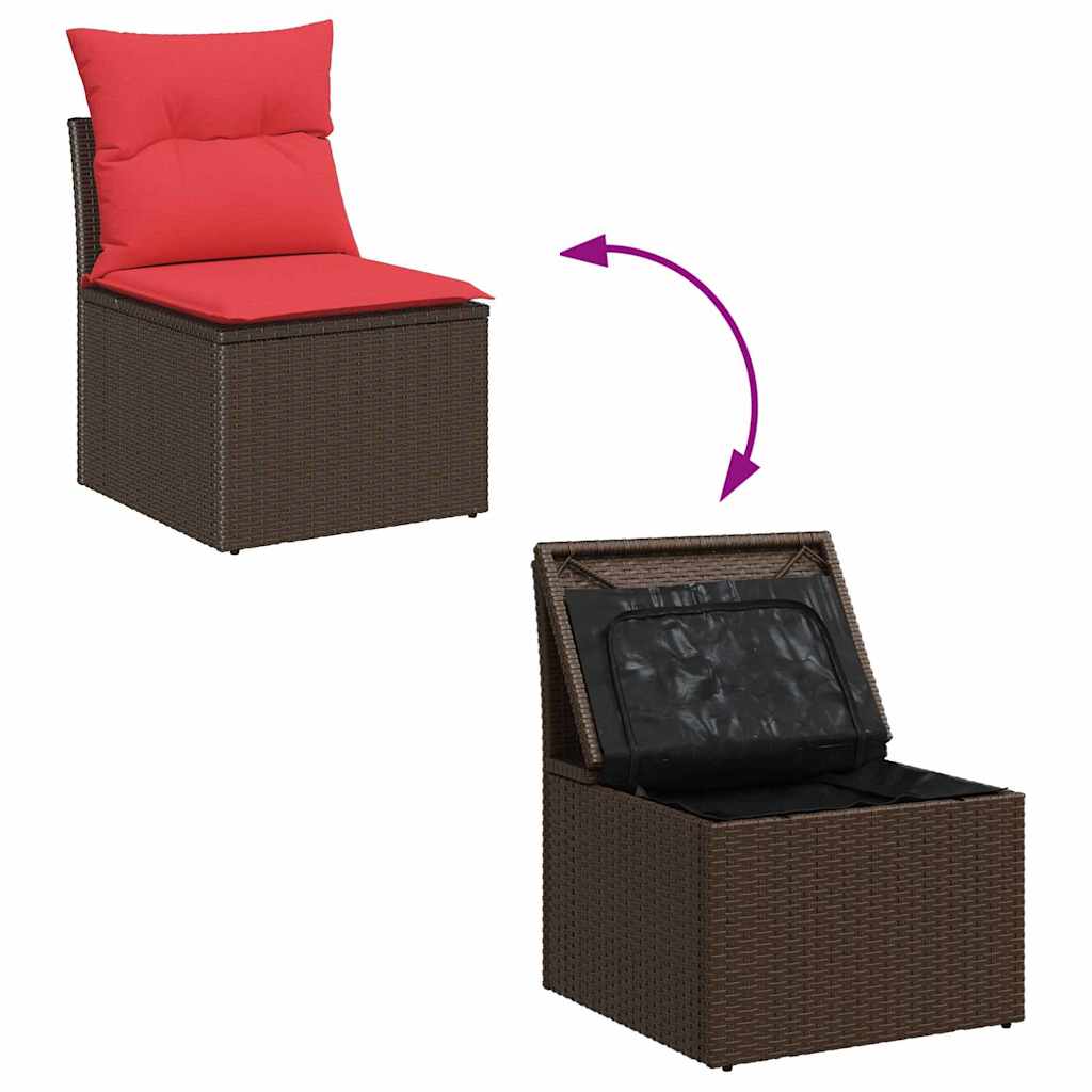 vidaXL Σετ Καναπέ Κήπου 8 τμχ. Μπέζ και Κόκκινο συνθετικό ρατάν