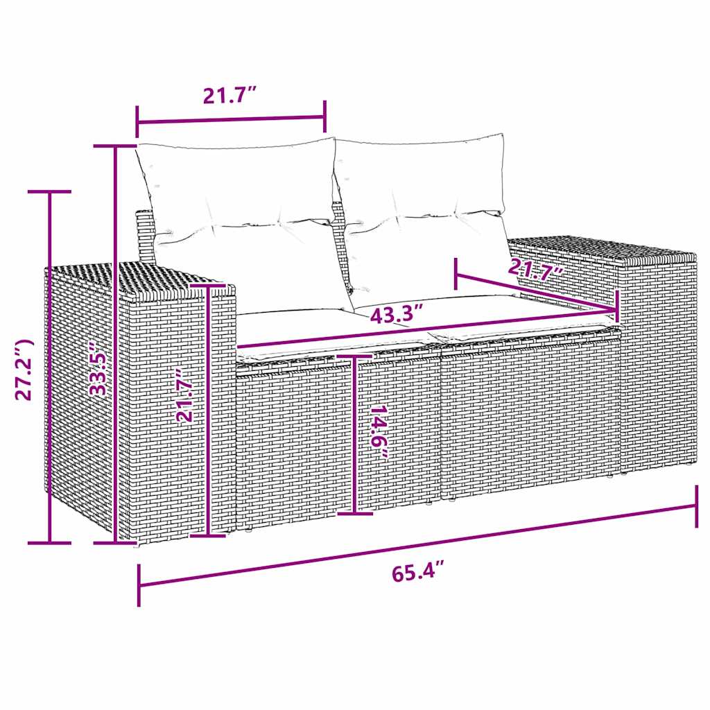 vidaXL 10 κομμάτι Σετ Καναπέ Κήπου με Μαξιλάρια Μαύρο Πολυ Ρατάν Ακακία