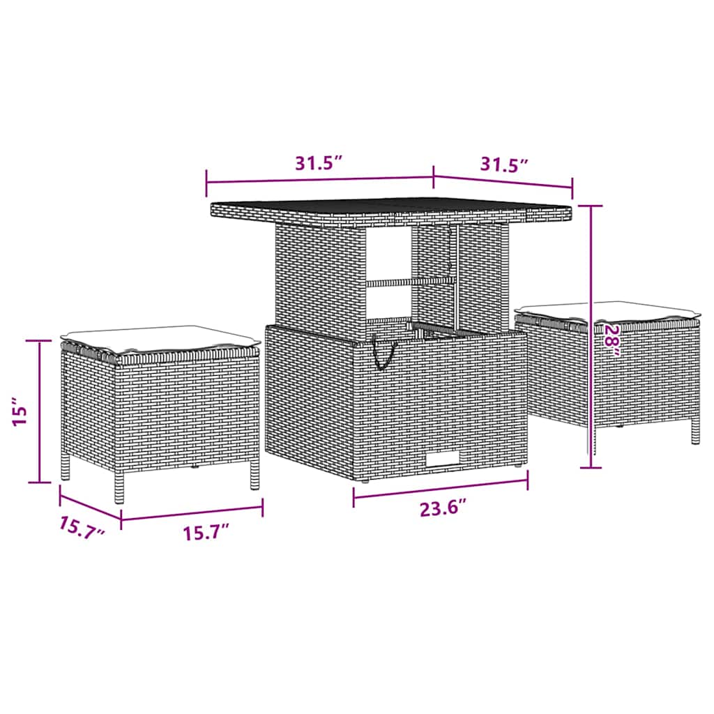 vidaXL Σετ Καναπέ Κήπου με μαξιλάρι 13 pcs Μαύρο Πολυ ράταν