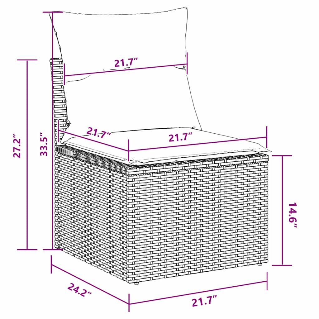 vidaXL Σετ Καναπέ Κήπου με μαξιλάρι 11 pcs Μαύρο 100 x 100 x 71 cm