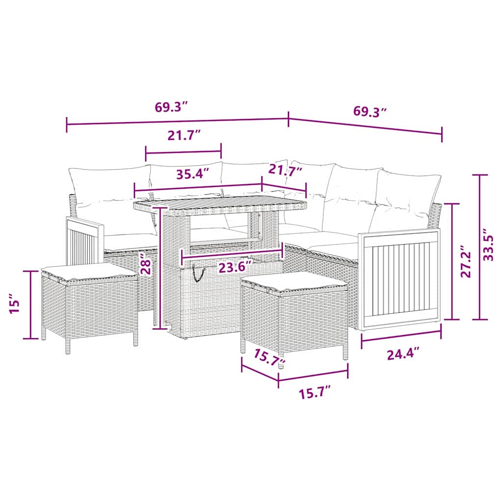Σετ Καναπέ Κήπου 8 Τεμαχίων με Μαξιλάρια Μαύρο Πολυεστερικό Ρατάν Ακακία